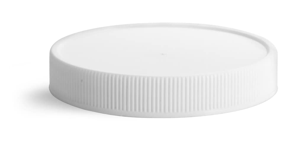 48/400 White Polypro Ribbed Caps w/Foam Induction Liners