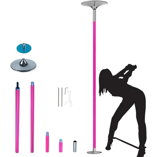 Barre de danse portable 45 mm rose avec grip silicone antidérapant et modes spin et fixe