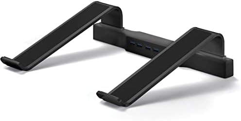 DAC Non-Skid Laptop 4-Port USB 3.0 Hub Notebook Stand, 3"x9.8"x12.1", Black