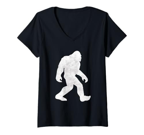 Mujer Sasquatch Social Distancing Funny Finding BigFoot Gráfico Camiseta Cuello V
