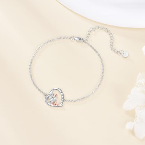 YAFEINI Chicken/Alligator/Dachshund/Robin/Shark Bracelet 925 Sterling Silver Animal Bracelet Jewelry Gifts for Women2