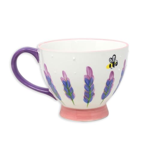 The Leonardo Collection Lesser & Pavey Ceramic Teacup Footed Mug Footed Mug for Tea & Coffee, Bees & Lavender Footed Mug - Image 2