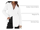 siliteelon Womens Button Down Shirts Dress Shirts Long Sleeve Blouses V Neck Solid Casual Tunics Tops with Pockets - White XL
