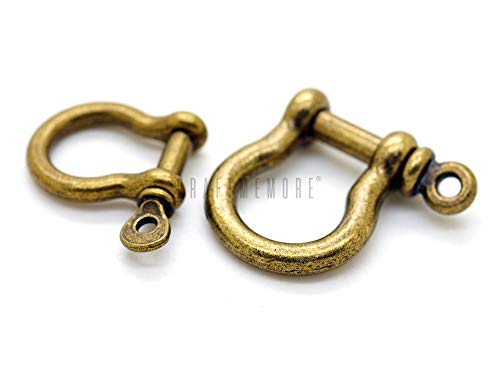 CRAFTMEMORE 4pcs Shackle Screw Rings D-Ring D Type Screw Pin Joint Connect for Key Chain Key Fob Bracelet Parocord Leather Craft (10mm (3/8