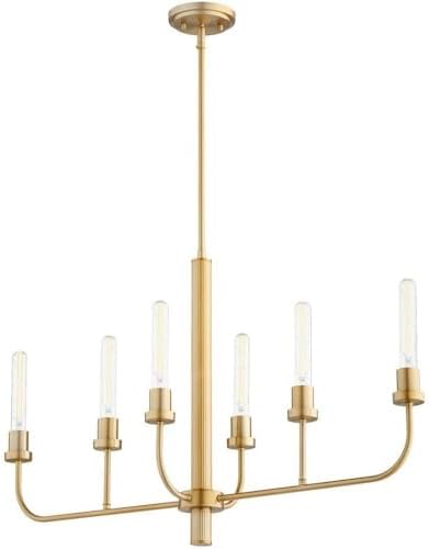 Quorum Lighting Sheridan - 6 Light Linear Chandelier in Soft Contemporary Style-21.25 Inches Tall and 12 Inches Wide-Aged Brass Finish