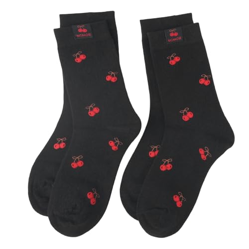 Image of Women's Cute Crew Socks, Casual Athletic Cotton Bowknot Cherry Calf Novelty Socks for Women