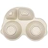 Car Shaped Kids Dinnerware Set - 5 Piece Bamboo Plate & Bowl Set With Utensils