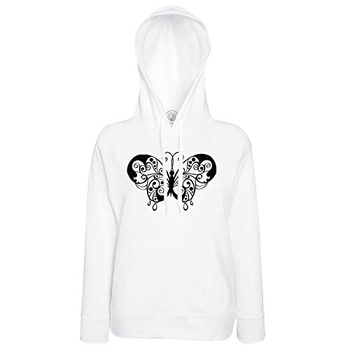 Sweat à capuche noir papillon stylisé dessin nature pour homme et femme