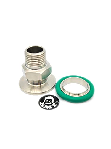 Image of 1 /2 inch MNPT x KF25 flange fitting adapter with stainless steel centering ring (ISO-KF KF25 QF25 NW25) (1 /2 inch MNPT KF25 with a centering ring)