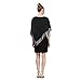 S.L. Fashions Women's Foil Cape Chiffon Dress, New Black and Silver, 12