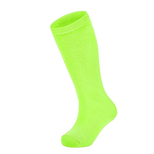 Zando Kids Neon Pink Youth Soccer Socks Breathable Girls Softball Novelty Cotton Knee High Socks Kids St Patrick's Day Socks 6-9 Years Girls Stockings Neon Green/Hot Pink2