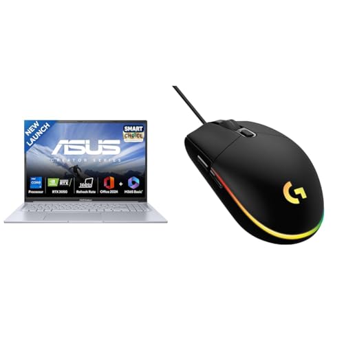 Image of ASUS Vivobook 16X Gaming Laptop,13th Gen Intel i7-13620H+6GB RTX 3050,16GB RAM,512GB SSD with Logitech G102 Black Gaming Mouse, Wired, RGB, 8000DPI