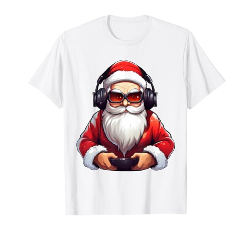Santa Gaming Video Gamer Game Controller Pigiama Natale Maglietta