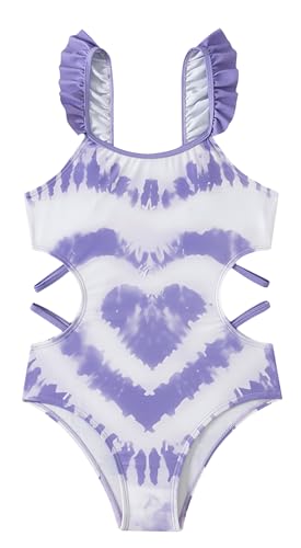 SEAUR Girl One Piece Cut Out Swimsuit Printed Sleeveless Bathing Suits Cute Swimwear