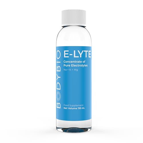 BodyBio e-Lyte Électrolytes pour Hydratation, Énergie et Soulagement des Crampes, Sans Sucre ni Arômes Artificiels 4 Fl oz