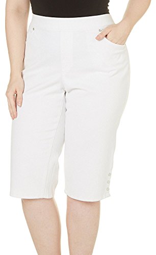 Gloria Vanderbilt Women's Petite Avery Embroidered Pull On Skimmer (14P, White)