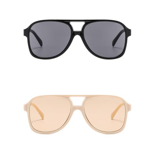 Image of Vintage Aviator Sunglasses for Women Men 70s Glasses Retro Oversized Yellow Lens Shades