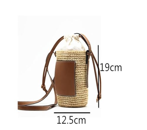Straw Bucket Bag Rope Woven Women Shoulder Crossbody Bags Rattan Summer Beach Handbags Round Bag Tote2