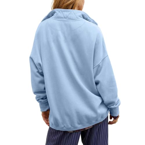 Womens Mock Neck Sweatshirt Oversized Polo Sweatshirt Comfy Outfits — view 3