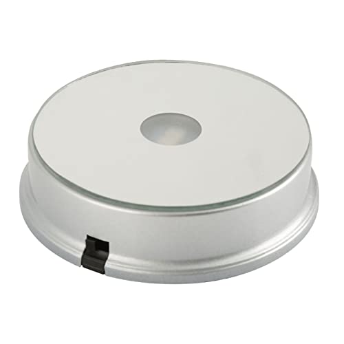 LED Light Display Base, LED Light Display Ständer Buntes LED-Licht Kristall Display Stand Base für Kristalle, Glaskunst und Heimtextilien (Rund, Spiegel, 2 Lichter, Batterietyp (Lieferung)
