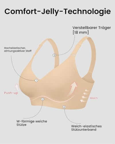 HORISUN Damen-Push-up-BH mit V-Ausschnitt, ohne Bügel und mit sanftem Halt – Ansicht 5