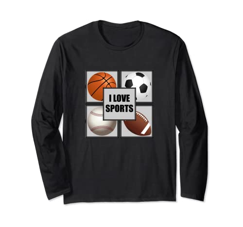 I Love Sports Baseball Basketball Fußball Erwachsene Langarmshirt Cover
