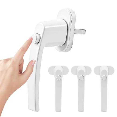 Lot de 4 verrous de fenêtre avec bouton, serrure de fenêtre sans clé, longueur de la tige 35 mm, poignées de fenêtre, sécurité enfant, serrure de fenêtre verrouillable, serrure de fenêtre en aluminium