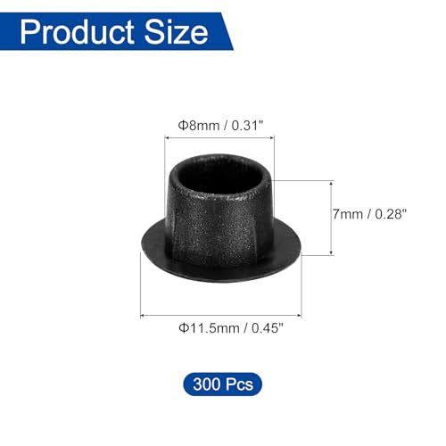 Image of uxcell 300Pcs Screw Hole Plugs, 8mm(5 /16 inch) Dia Plastic Round Button Plugs Snap in Locking Hole Covers Flush Type Caps for Furniture Cabinet, Black