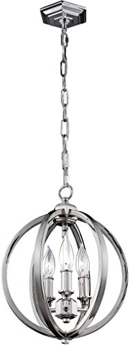 Get Discount 70% Price Feiss F3059/3PN Corinne Orb Crystal Inlay Pendant Lighting, Chrome, 3-Light (11"Dia x 14"H) 180watts
