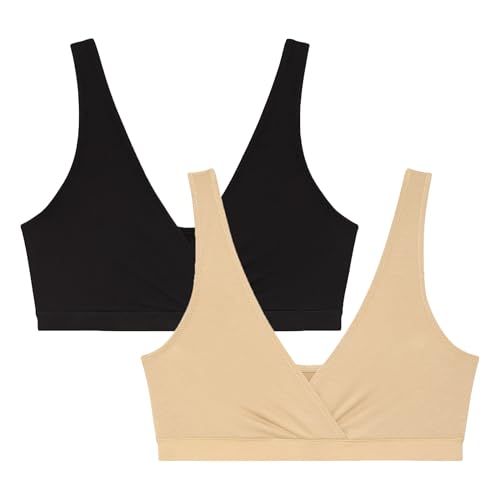 Image of Motherhood Maternity Women's Soft Cotton Spandex Wrap Front Maternity & Nursing Sleep Bralette Bra S-3x