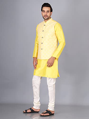 Image of Sadree Silk Men's Kurta Pajama Waistcoat or Nehru Jacket Set