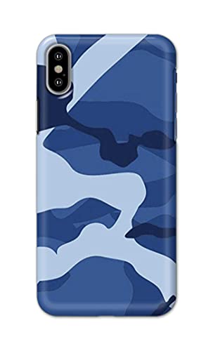 Image of Printed Hard Back Cover Case for Apple iPhone X | iPhone 10 | iPhone Xs | iPhone 10s Back Cover (Army Blue Pattern) -702