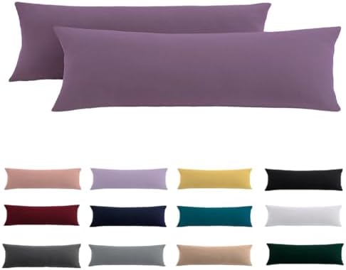 Beqnat Seitenschläferkissen Bezug 40x145 2er Set, Kissenbezug Lila | Mikrofaser Kopfkissenbezug 145x40 mit Reißverschluss, Kissenhülle 40 x 145 für Seitenschläferkissen, Bügelfrei