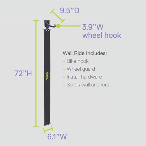 Image of Delta Wall Ride Bike Rack Wall Mount with Tire Wall Guard Cycle - Vertical Bike Mount Holds Up to 100 lbs - Fully Adjustable Vertical Hanger Hook Design Provides Easy Bicycle Storage Access