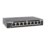 NETGEAR GS308 LAN Switch 8 Port Netzwerk Switch (Plug-and-Play Gigabit Switch LAN Splitter, LAN Verteiler, Ethernet Hub lüfterlos, Robustes Metallgehäuse mit EIN-/Ausschalter), Schwarz