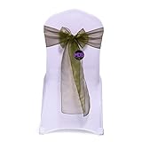 MDS Pack of 50 Organza Chair Sashes Bows for Wedding Reception Event Banquets Chair Decoration, Restaurant Dinning Chair Cover Wider Sash Ribbon Tie Back Bulk Party Supplies - Olive Green