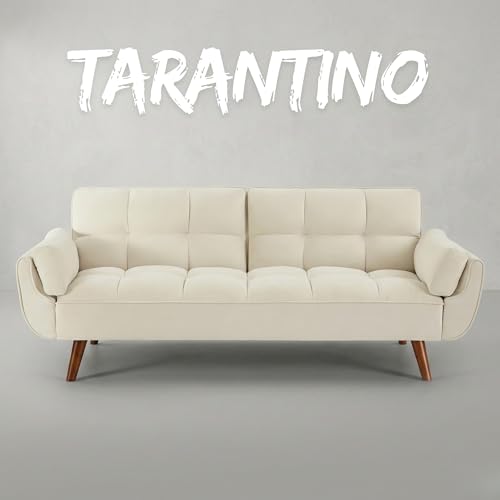 Image of Tarantino 3-Seater Convertible Sofa Cum Bed | Modern Tufted Upholstered Folding Sleeper Sofa for Living Room | High-Density Foam Comfort | Space Saving Couch Bed for Home (Beige)