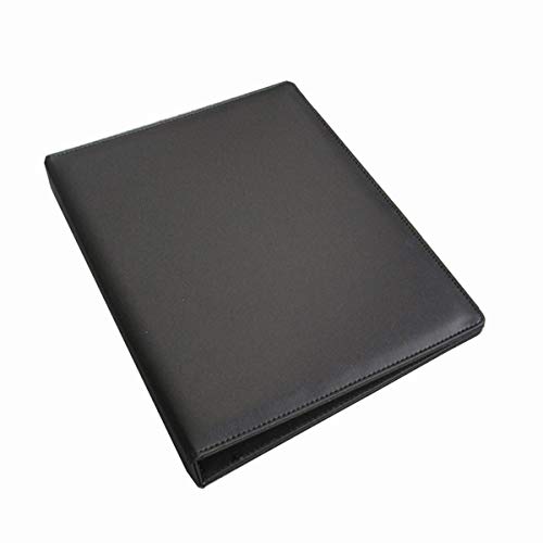 Kingfom A4 Faux Leather Padfolio Ring Binder Business File Folder Document Holder With Card Holder (3 Ring Binder Black) #TOP4