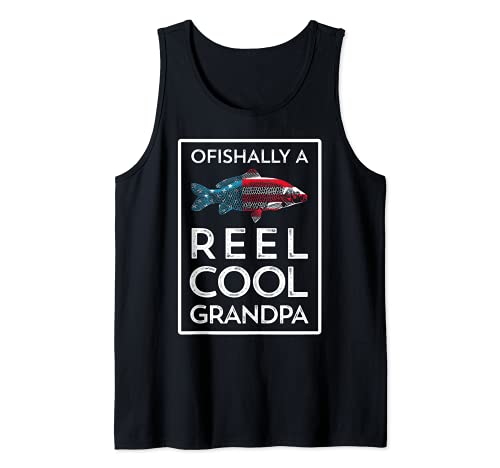 Ofishally A Reel Cool Grandpa Funny Father's Day Fishing Pun Camiseta sin Mangas