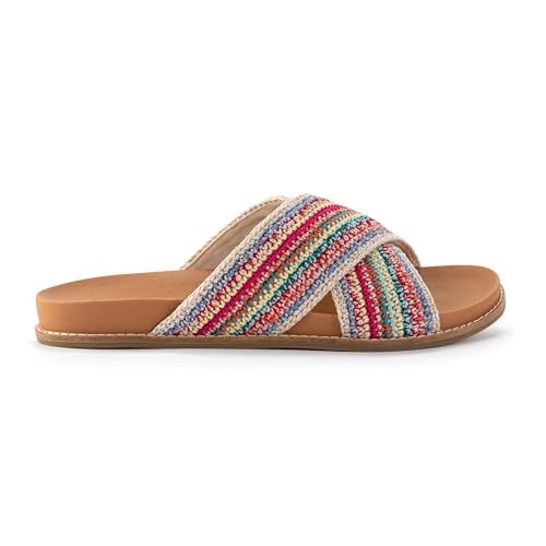 Image of The Sak Penelope Slide Sandal - Women's Flat Fashion Slides with Soft Cushion Sole -Hand Crochet Slip On Sandals For Everyday