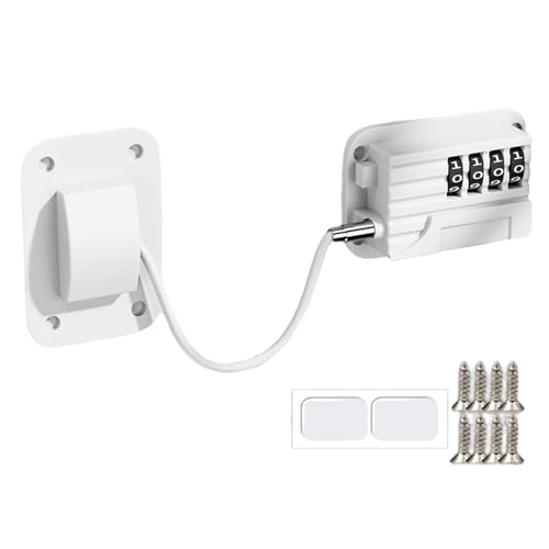 Cerradura de seguridad ajustable controlada por contraseña para refrigerador, congelador, cerradura de puerta a prueba de niños, instalación sin herramientas, color blanco, 2 unidades