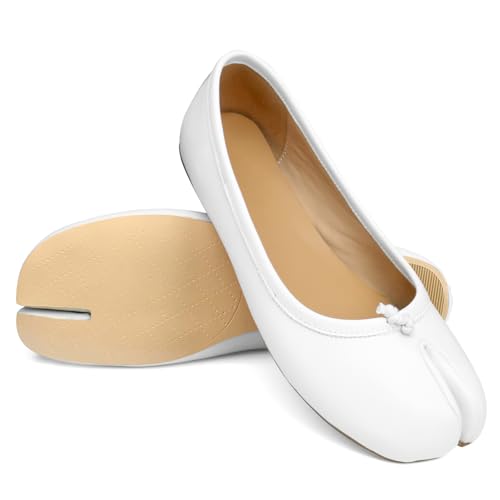 Image of VBDB Tabi Ballet Flats Shoes for Women Rounde Toe Wide Width Split Toe Low Heel Comfortable Flats Shoes