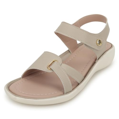 Image of LENSBURY Women Stylish Slippers Flip Flops Cream Flat Slip on Sandals I Stylish and Casual I Comfortable & Lightweight LBFL35
