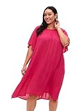 Zizzi Damen Große Größen Kleid Kurze Ärmel Viskose Gr 50-52 Bright Rose
