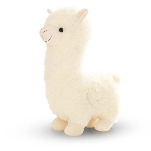 YceLon Alpaka Kuscheltier, Weißes Lama Stofftier 25 cm, Weiches Plüschtier Zum Kuscheln Und Dekorieren, Ideal Für Kinder Und Erwachsene