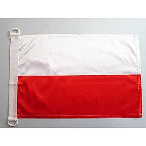 AZ FLAG - Drapeau Pologne - 45x30 cm - Pavillon Nautique Polonais Spécial Bateau Et Extérieur En Maille Bloquée Avec Anneaux Plastiques Intégrés - 30g