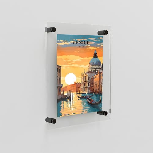 Acrylic Floating certificate Frame 28x40, for Photo up to 24x36 inches - Black Wall mount standoffs by Fab Glass and Mirror - Image 3