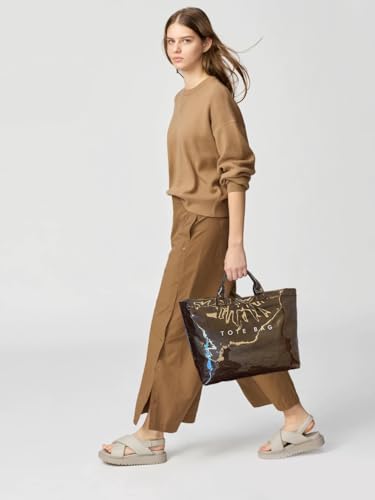 Image of Large Tote Bags for Women PVC Clear Totes Bag Plastic Carry All Bag Kraft Paper Shoulder Handbag Hobo for Work Travel