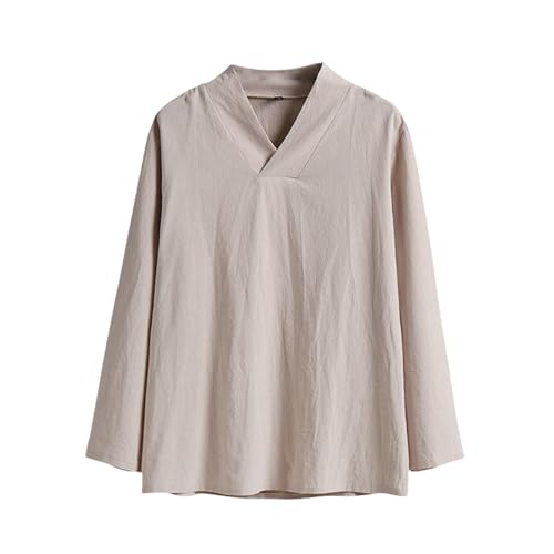 T-shirt vintage Hanfu col V pour homme évitant la chaleur