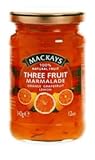 Mackays Three Fruit Marmalade 12oz/340g (Orange,Grapefruit,Lemon, 100% Natural Fruit) Product of Scotland